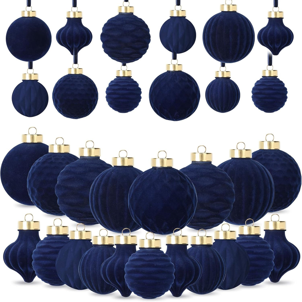 ZenNex Christmas Ornament,Velvet Christmas Ball,25Pack,Xmas Decor Navy Blue