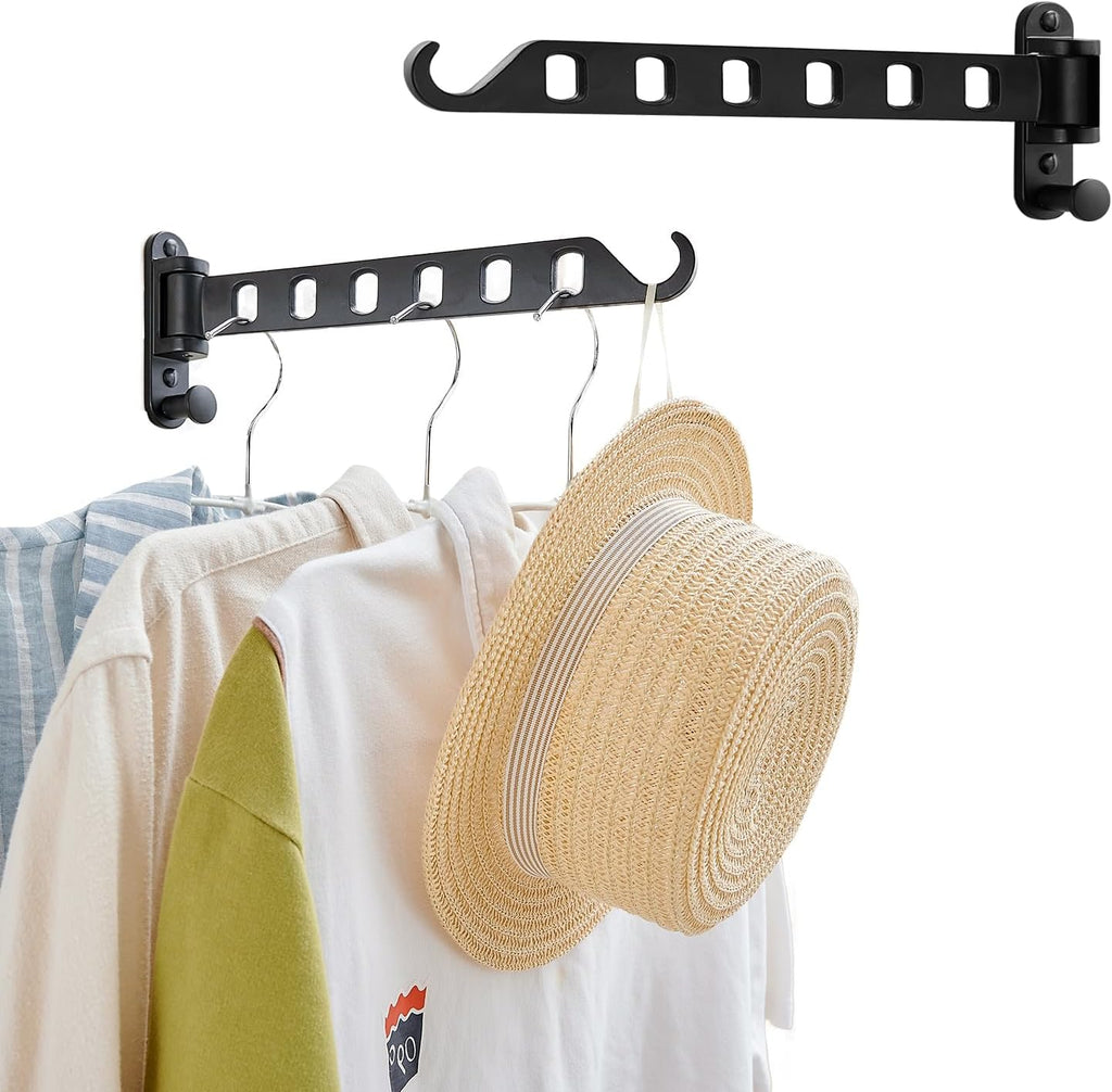 JOOM Clothes Drying Rack Wall Mounted, 13-Inch Foldable Arm, Black 2 Pack