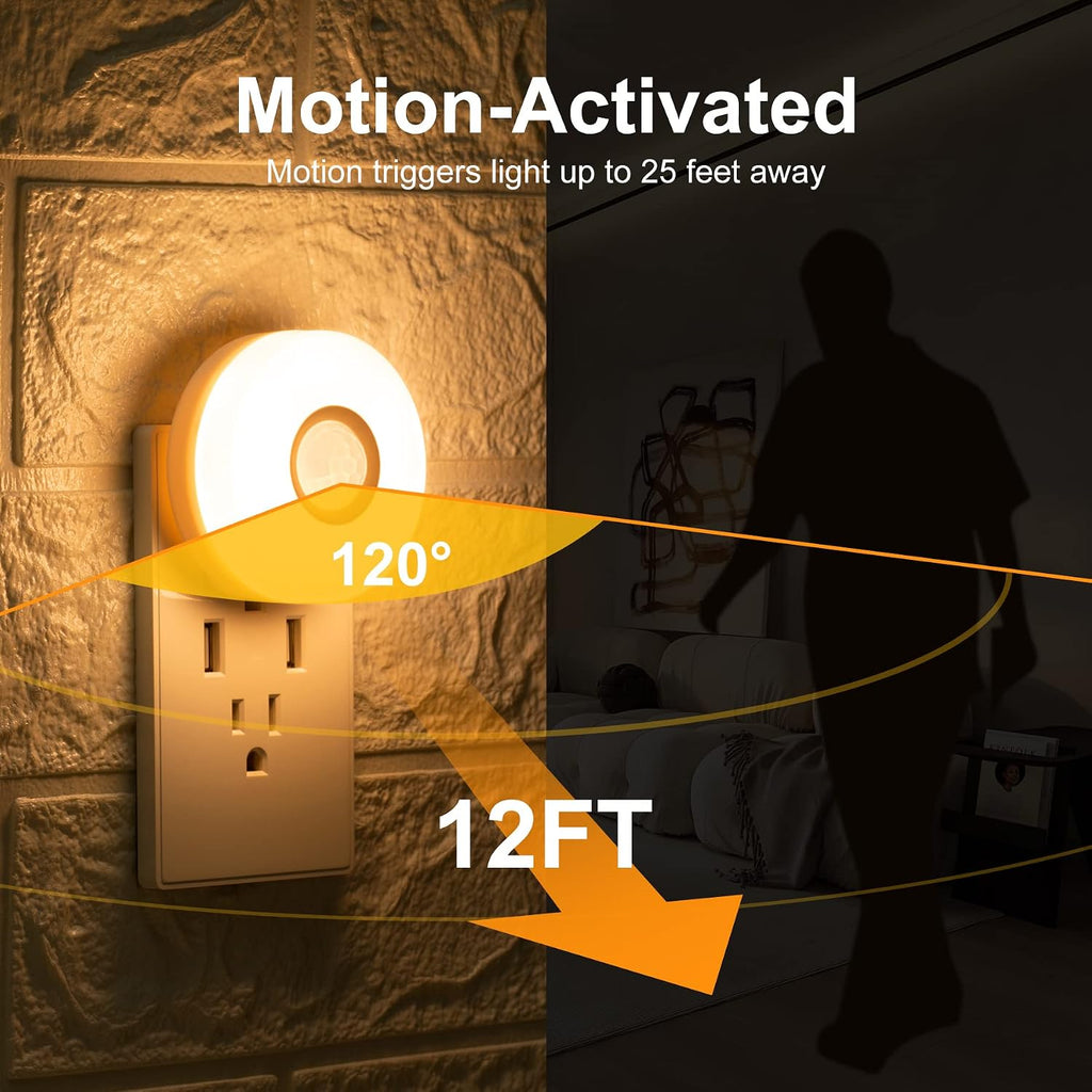 CREWEEL Night Light Plug in, Bright Motion Sensor Nightlights (200 Lumens), Smart LED Night Lights Plug Into Wall, Ideal for Bathroom, Hallway, Garage (Cool White 4Pack)