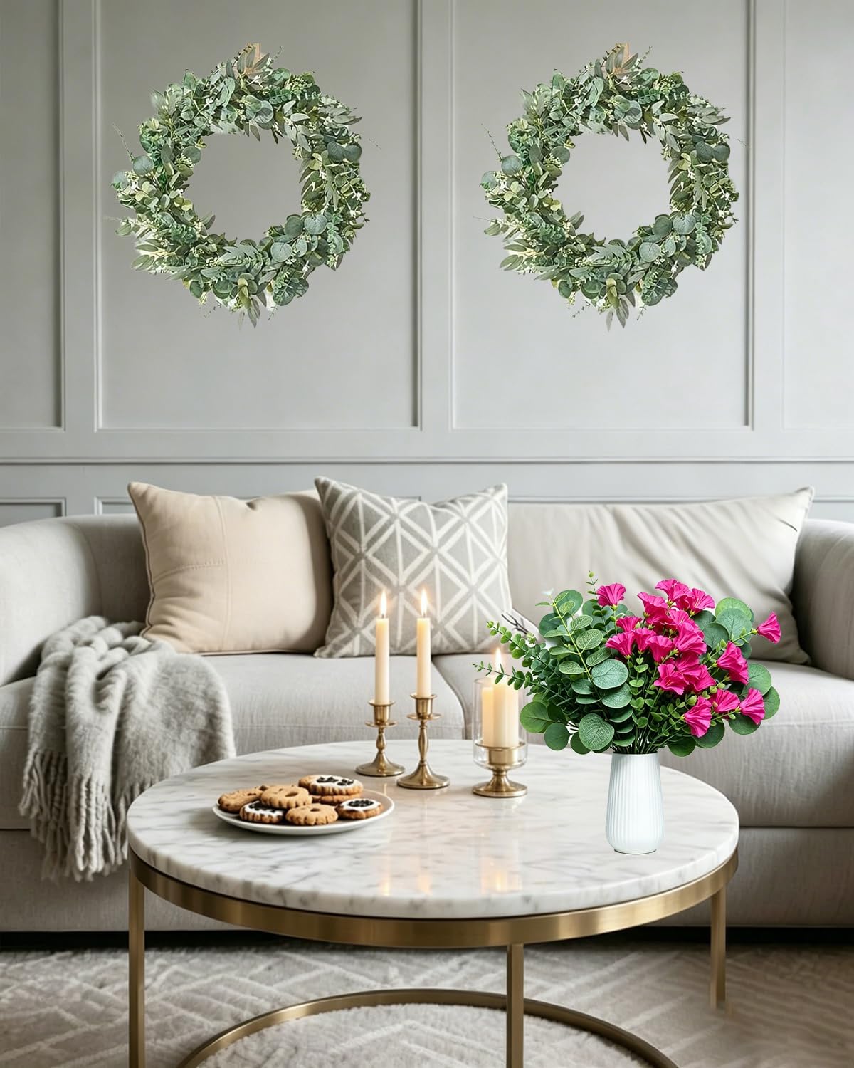100 Pcs Artificial Mixed Eucalyptus Stems, Faux Greenery Stems for Decor