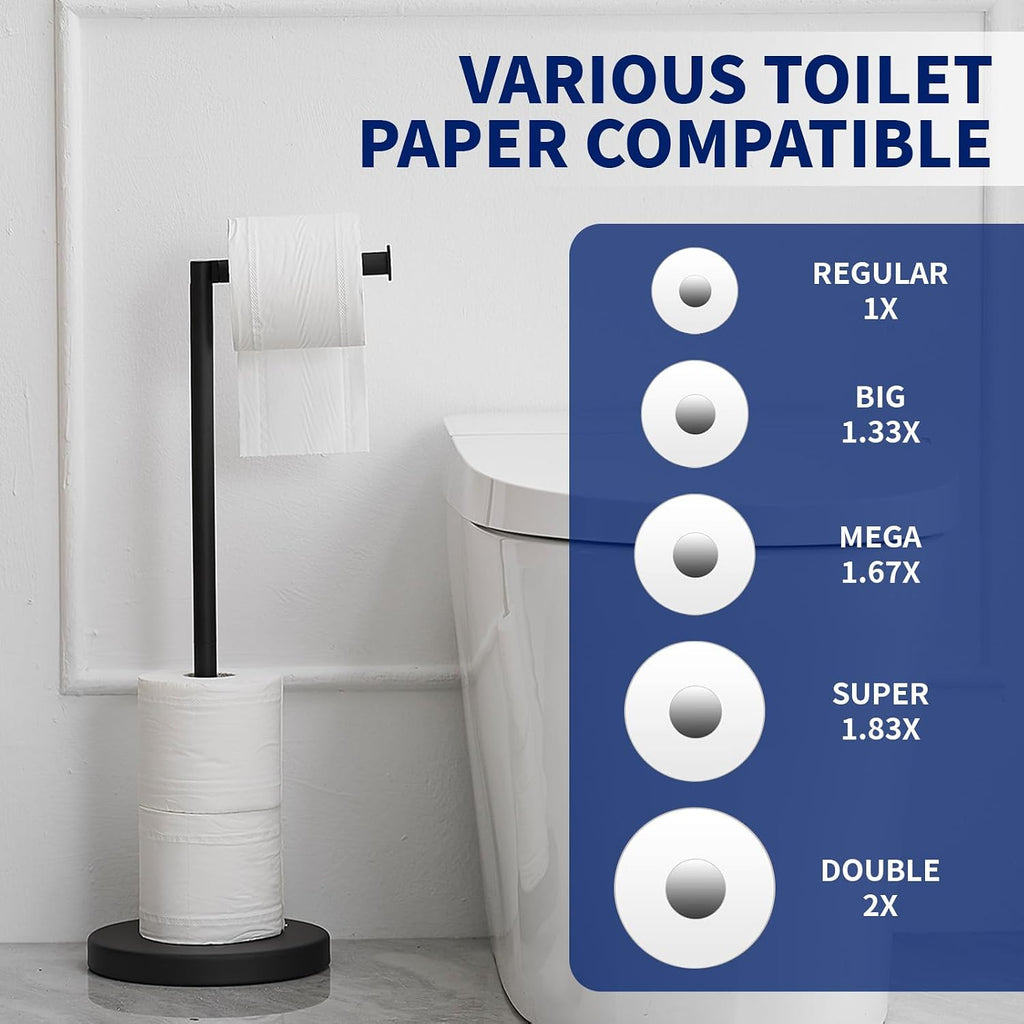 BWE Matte Black Toilet Paper Holder Stand Modern Tissue Roll Holder
