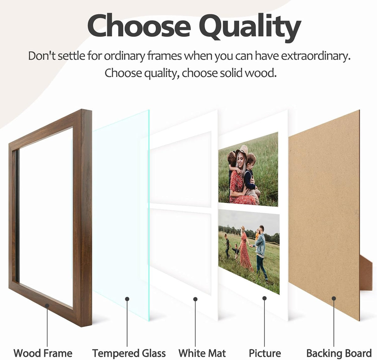 Golden State Art 8.5x11 Brown05 Wooden Picture Frame for 2-5x7 Photos