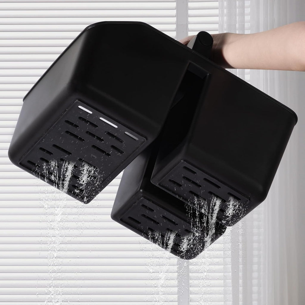 rejomiik Plastic Shower Caddy, Portable Basket with Bamboo Handle, Black