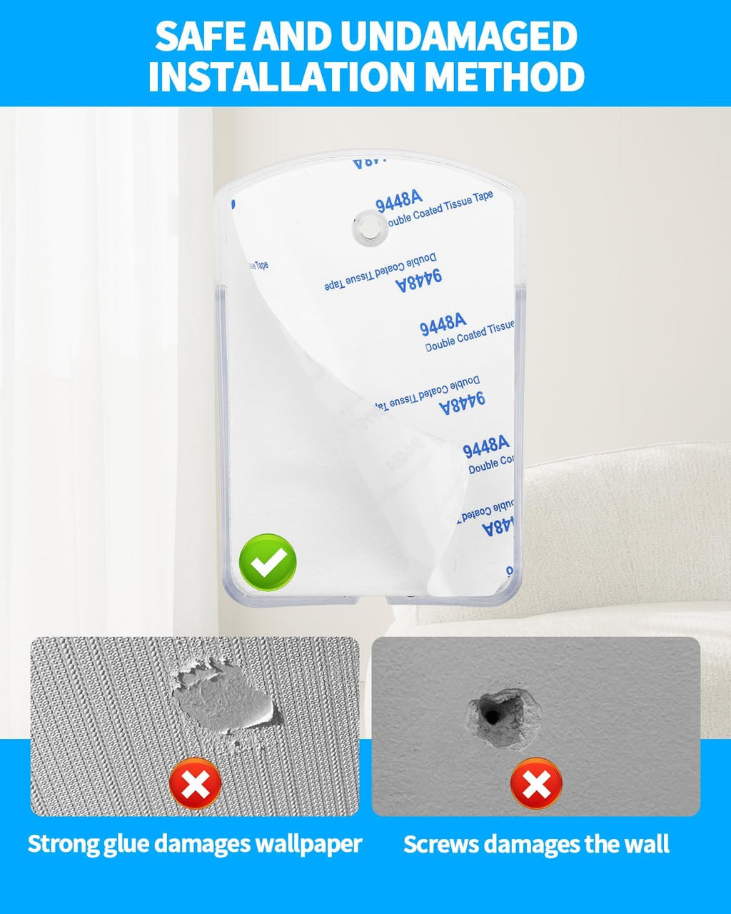 4 PCS Remote Control Holders Wall Mount, Self Adhesive TV Air Conditioner Remote Control Holder, Wall Mount Storage Holder Organizer Wall Pen Holder for Home Office School (Black White Gray Clear)