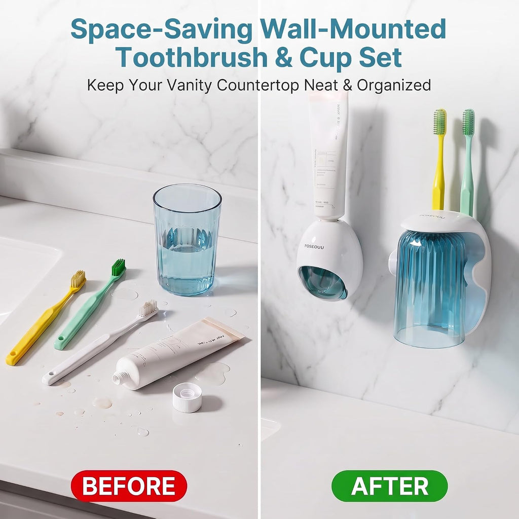 Magnetic Cup Holder for Bathroom & Wall Mount Toothbrush Holder
