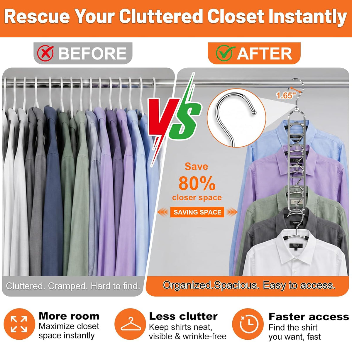 18-Hole Heavy Duty Space Saving Hangers for Closet Organizers and Storage