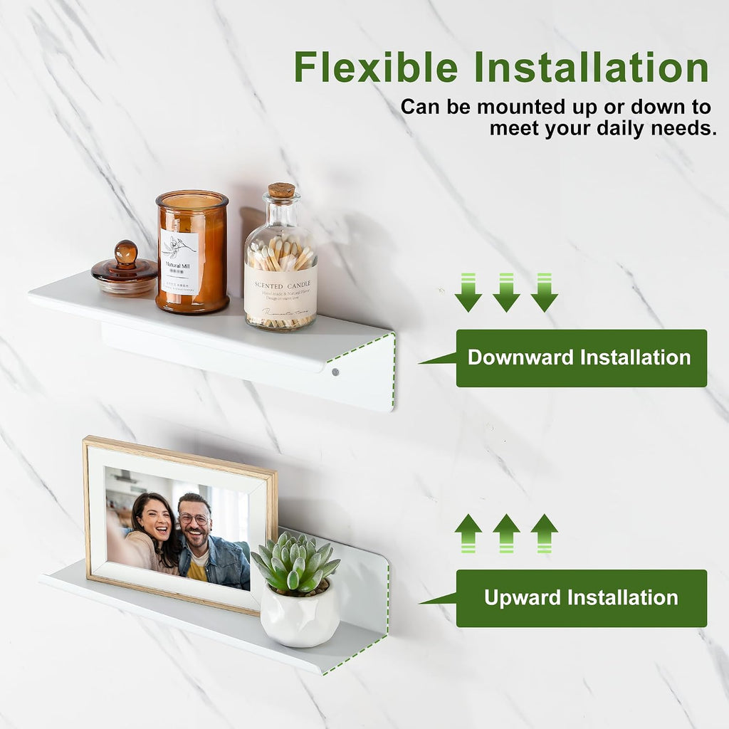 SAYAYO White Floating Shelves for Wall, 12 Inch Screw or Adhesive Shelves