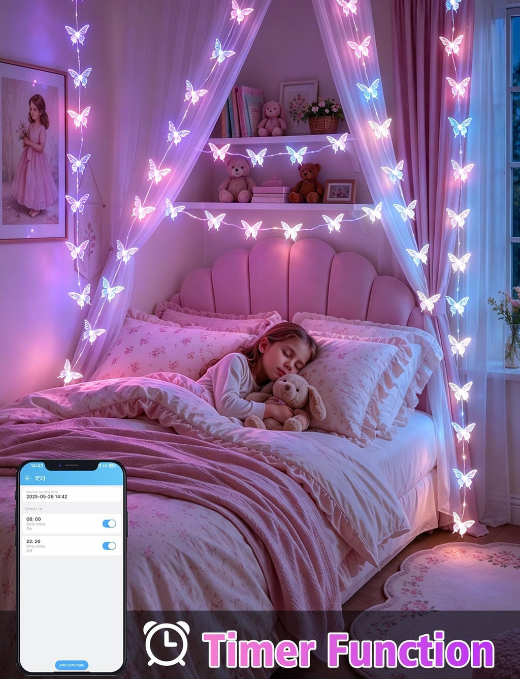 Smart Color Changing Butterfly String Lights APP Control for Bedroom Dorm