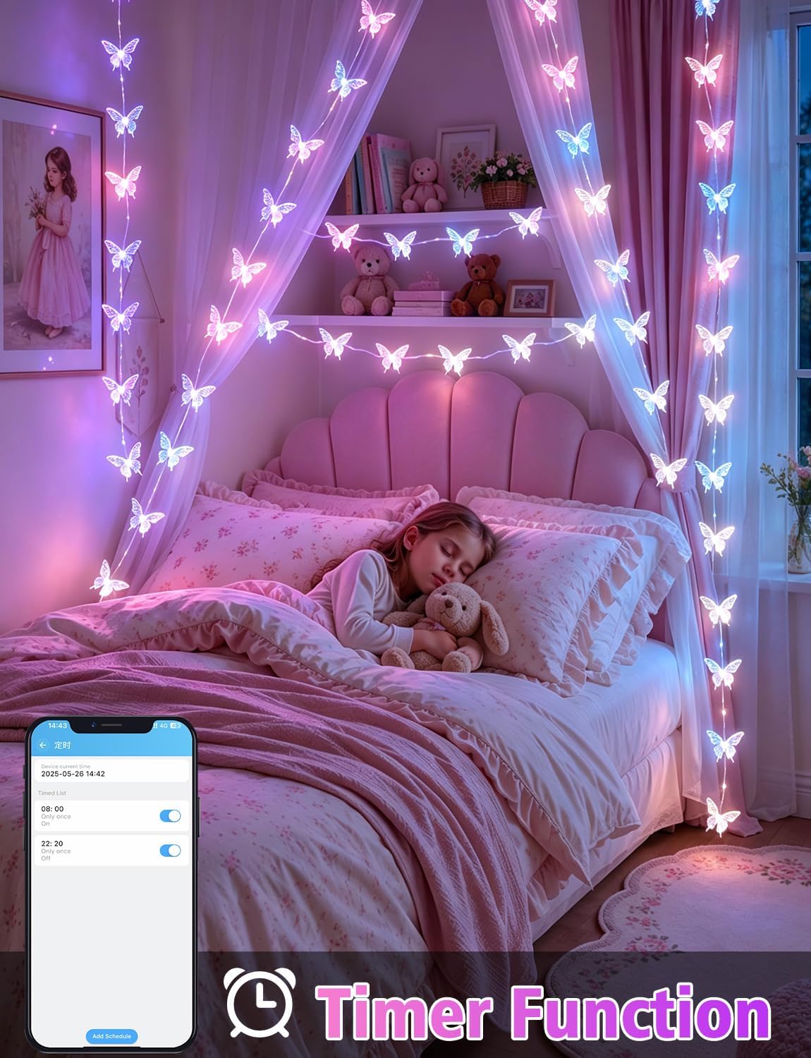 Smart Color Changing Butterfly String Lights APP Control for Bedroom Dorm