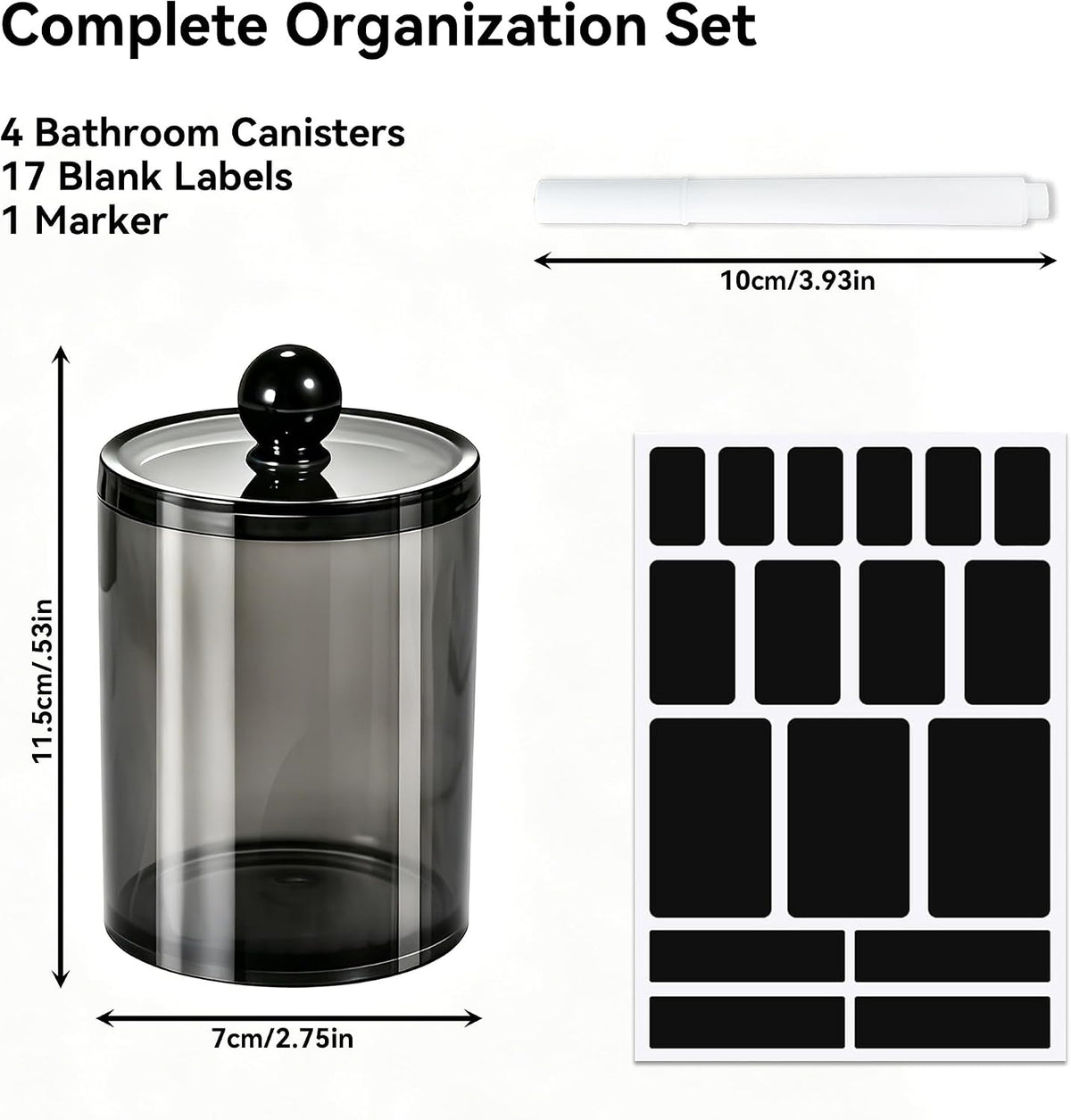 4 Pack 10 oz Cotton Round Holder Dispenser Set