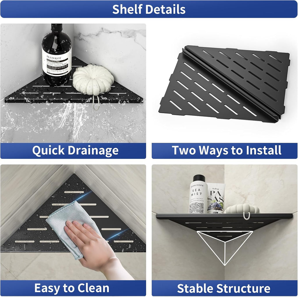 Corner Shower Shelf 10" Matte Black