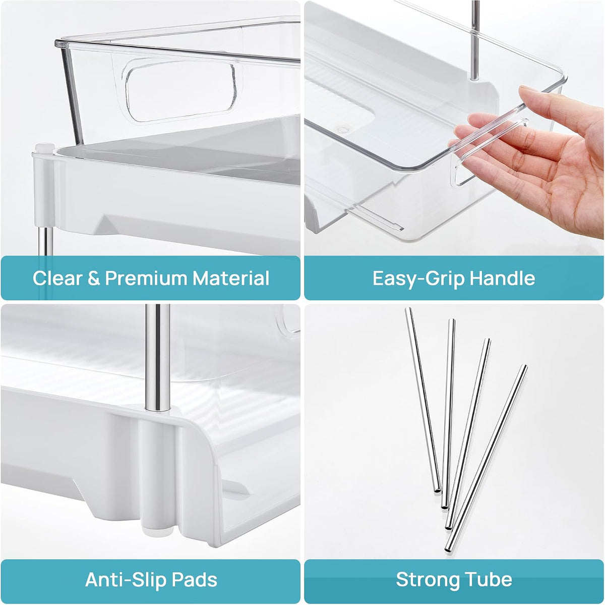 Vtopmart 2 Pack Pull Out Bathroom Under Sink Organizer (S-Standard, White)