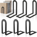 6 Pcs Modern Metal Bookends for Shelves, Metal Small Book Ends Book Shelf Organizer Minimalist Book Ends for Books/Movies/CDs, Decorative Bookends for Home Office, 5.5 x 3.75 x 2.25inch (Black)