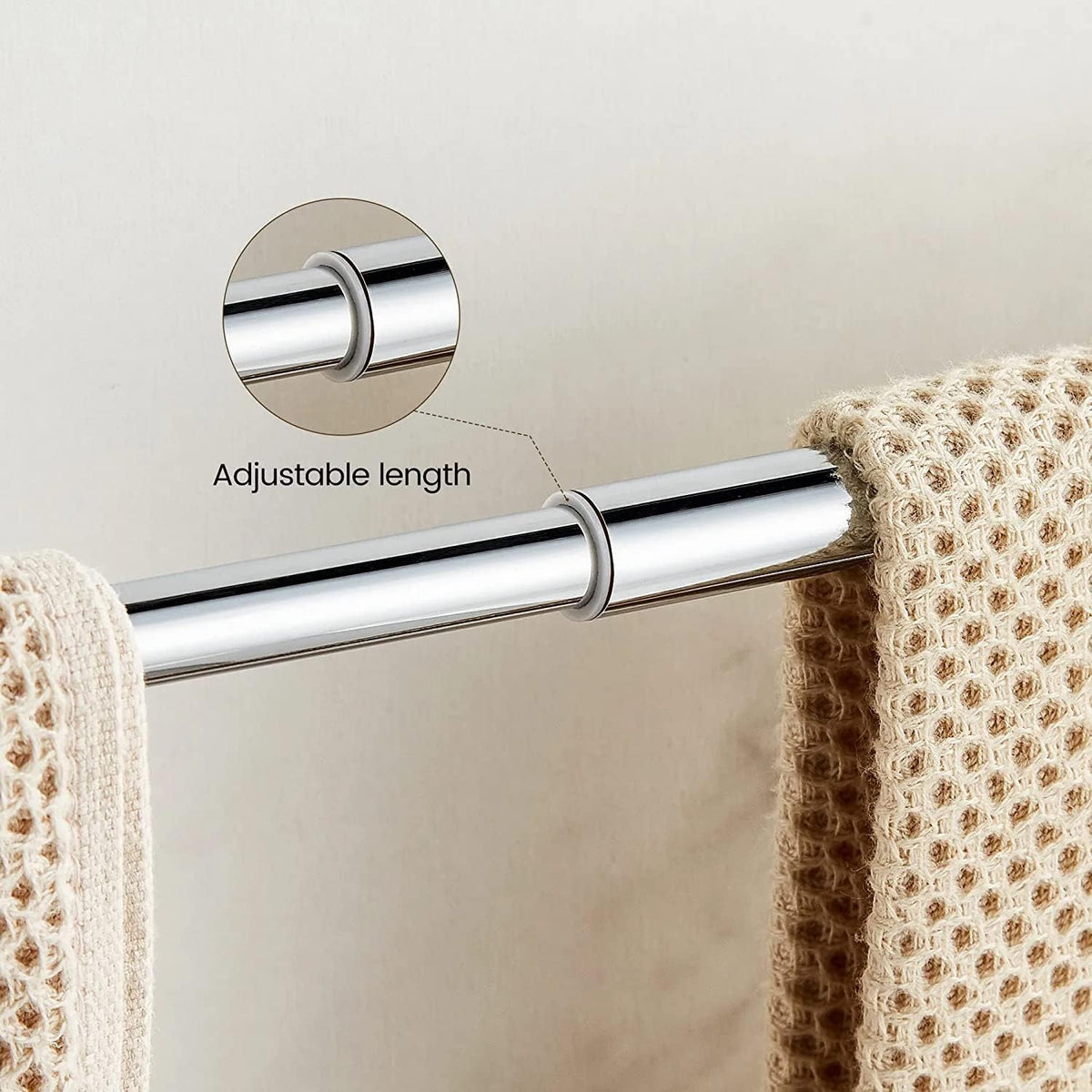 WINCASE Chrome Towel Bar 24 Inch, Adjustable Crystal Towel Rack, Silver Single Towel Holder for Bathroom Wall Mounted Modern