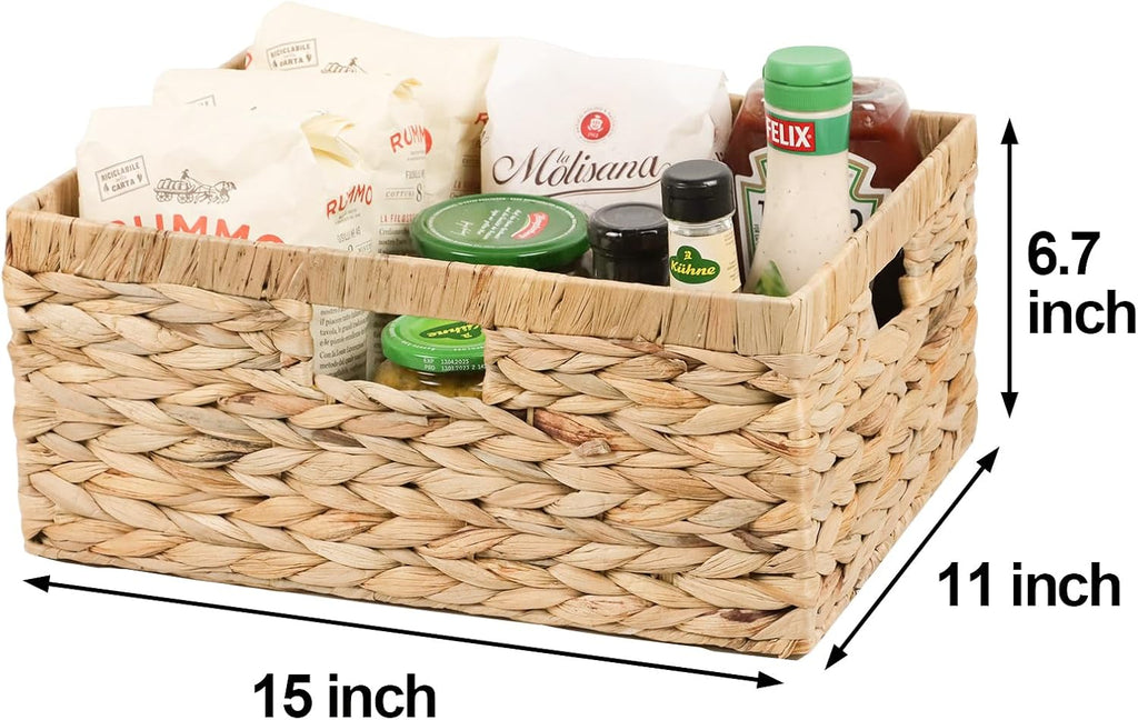 Large Wicker Basket, Water Hyacinth Wicker Storage Basket for Organizing
