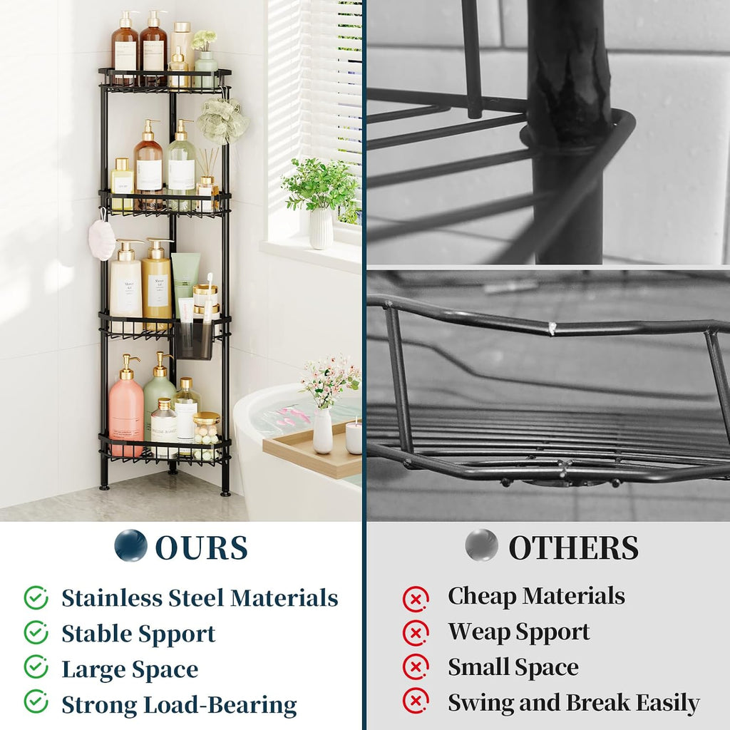 Consumest Corner Shower Caddy Stand - Rustproof Bathroom Organizer&Storage