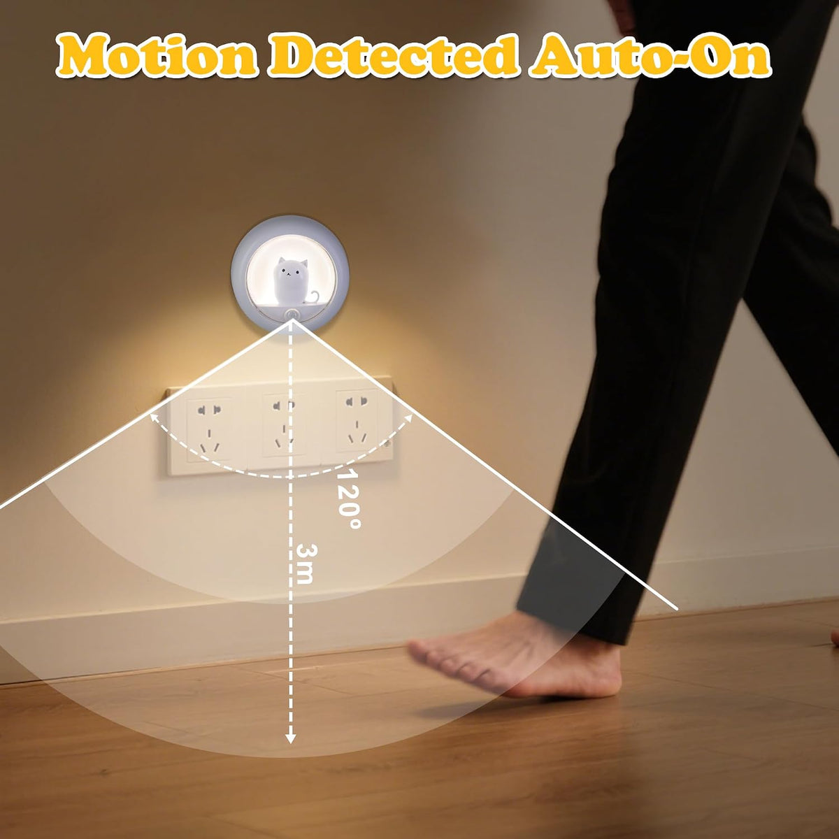 Attivolife Cat Night Light Motion Sensor, Magnetic Rechargeable LED Lamp