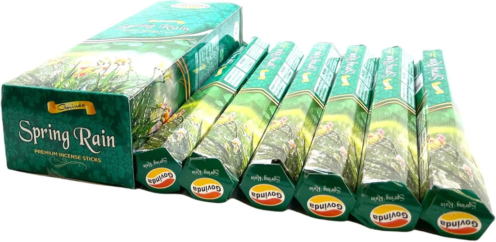 Govinda Incense - 120 Incense Sticks, Premium Incense, Masala Coated (Spring Rain)