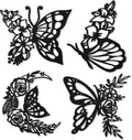 LOYIM 4 Pcs Butterfly Wall Decor Metal Butterfly Wall Art,Graceful,Black