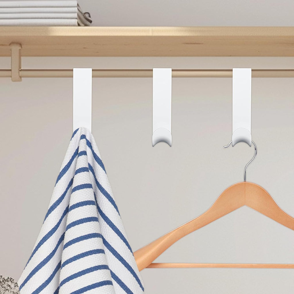 Giantree Plastic Over The Door Hooks, 4 Pack Door Hanger Hook White Coat Rack Hook, Plastic Over Doors Hooks for Hanging Clothes Towels for Bedroom Kitchen Bathroom