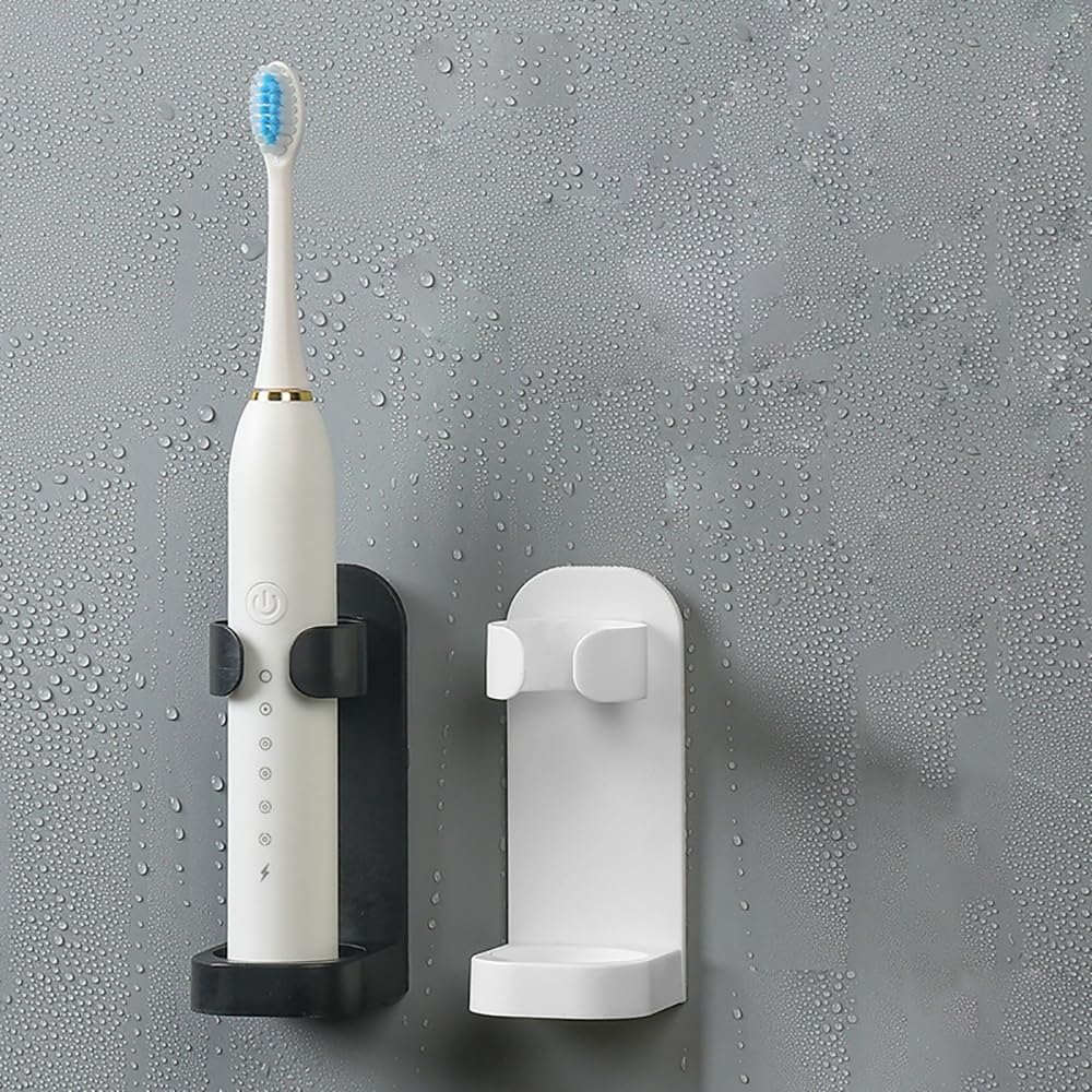 Electric Toothbrush Holders for Bathroom, Electric Toothbrush Organizer, Bathrooms Toothbrush Storage for Shower Space-Saving, Mirror Toothbrush Holder Wall Mounted, ABS (Black)