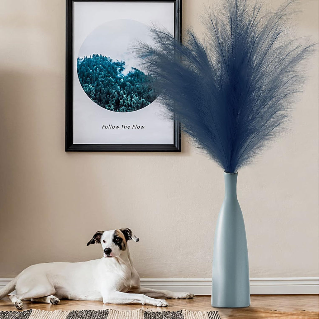 ONECIRCLE Dried Pampas Grass,Faux Pampas Grass with 3 pcs of 43'' sterm Suitable for Boho Decor(Blue)