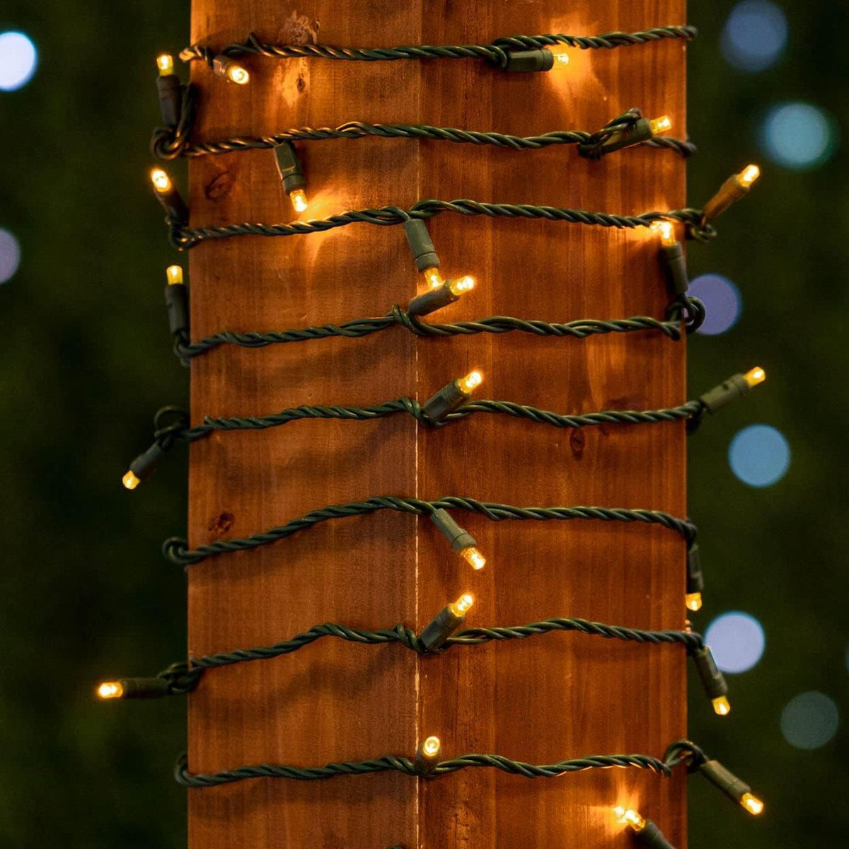 Novelty Lights 11ft 50 LED Yellow Christmas Lights, Green Wire, UL Listed