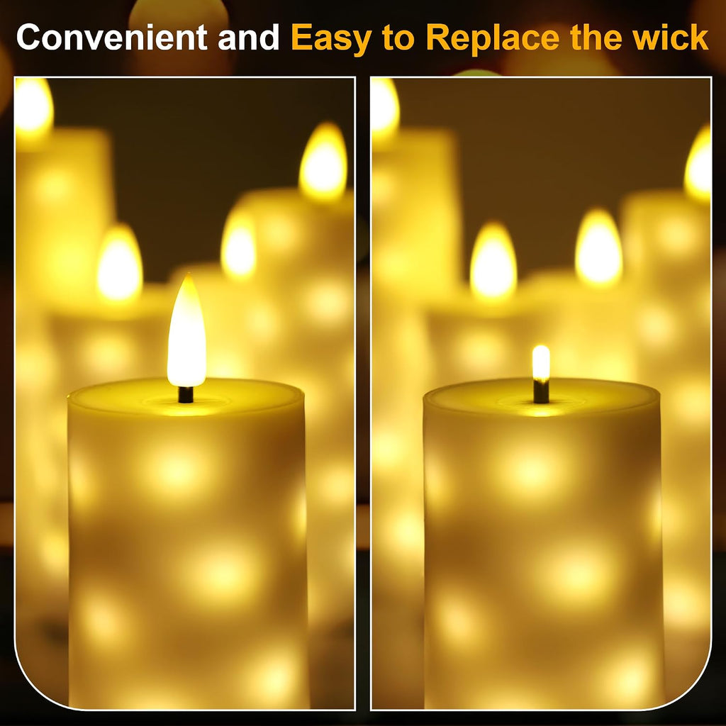 Flameless LED Candles 5 Pack with Timer Remote, Embedded Star String Lights, Battery Operated Flickering Candles for Home Wedding Bedroom Living Room and Festival Decorate