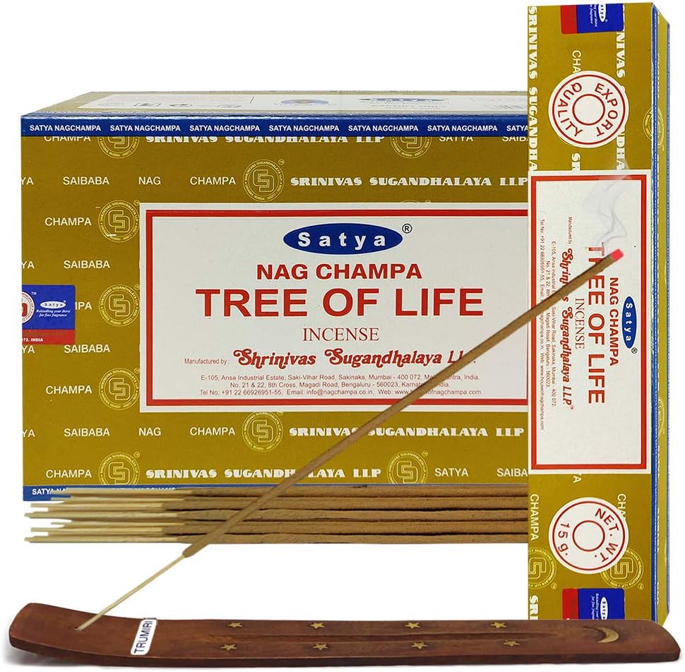 Tree of Life Incense Sticks and Holder Bundle - Satya Incense