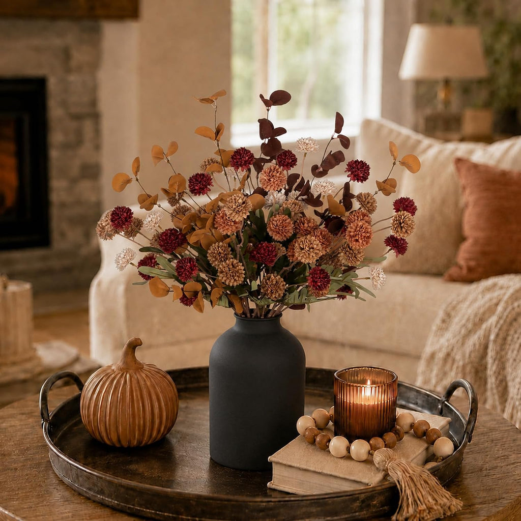 BLOSMON Fall Brown Flowers for Centerpieces, Dining Room Table Decoration