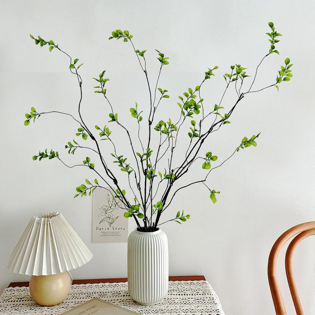 6 Pcs Artificial Ficus Branches Faux Eucalyptus Stems Fake Plants Indoor