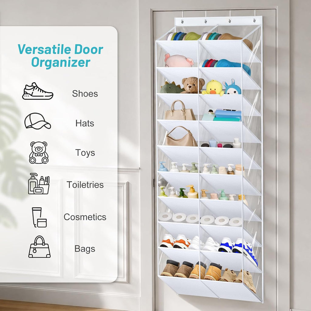 AOODA 30-35 Pairs Clear Over Door Shoe Organizer with Oxford Fabric 10 Tier