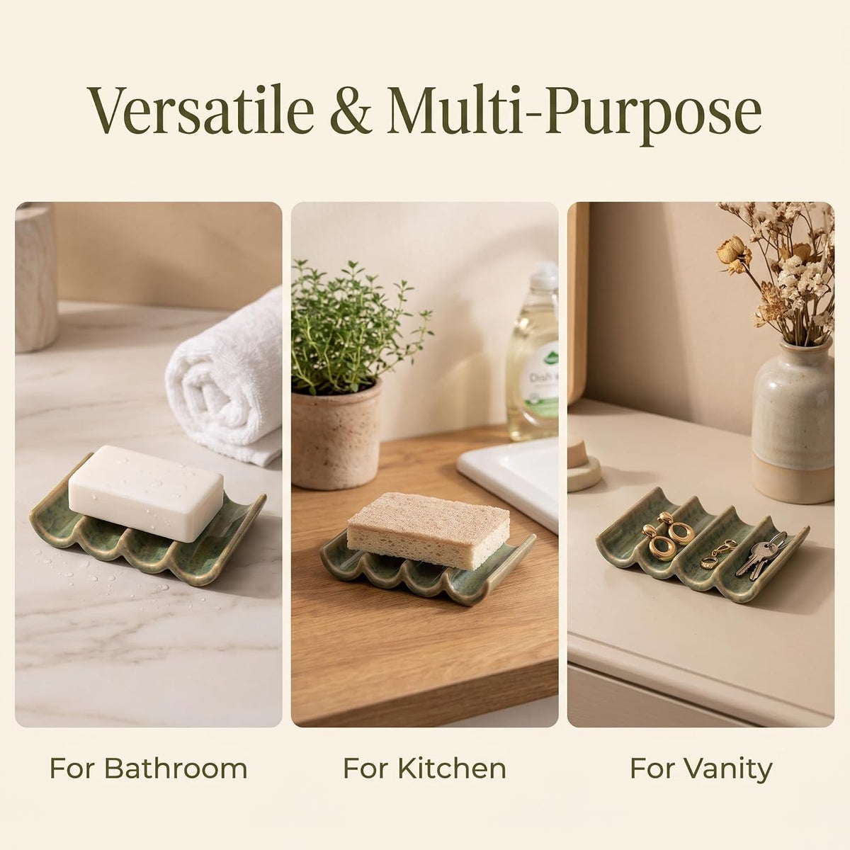 Ceramic Soap Dish, Draining Bar Soap Holder for Shower & Bathroom