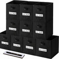 Storage Bins,11" Cube Storage Bin with Labels,10pcs,Black