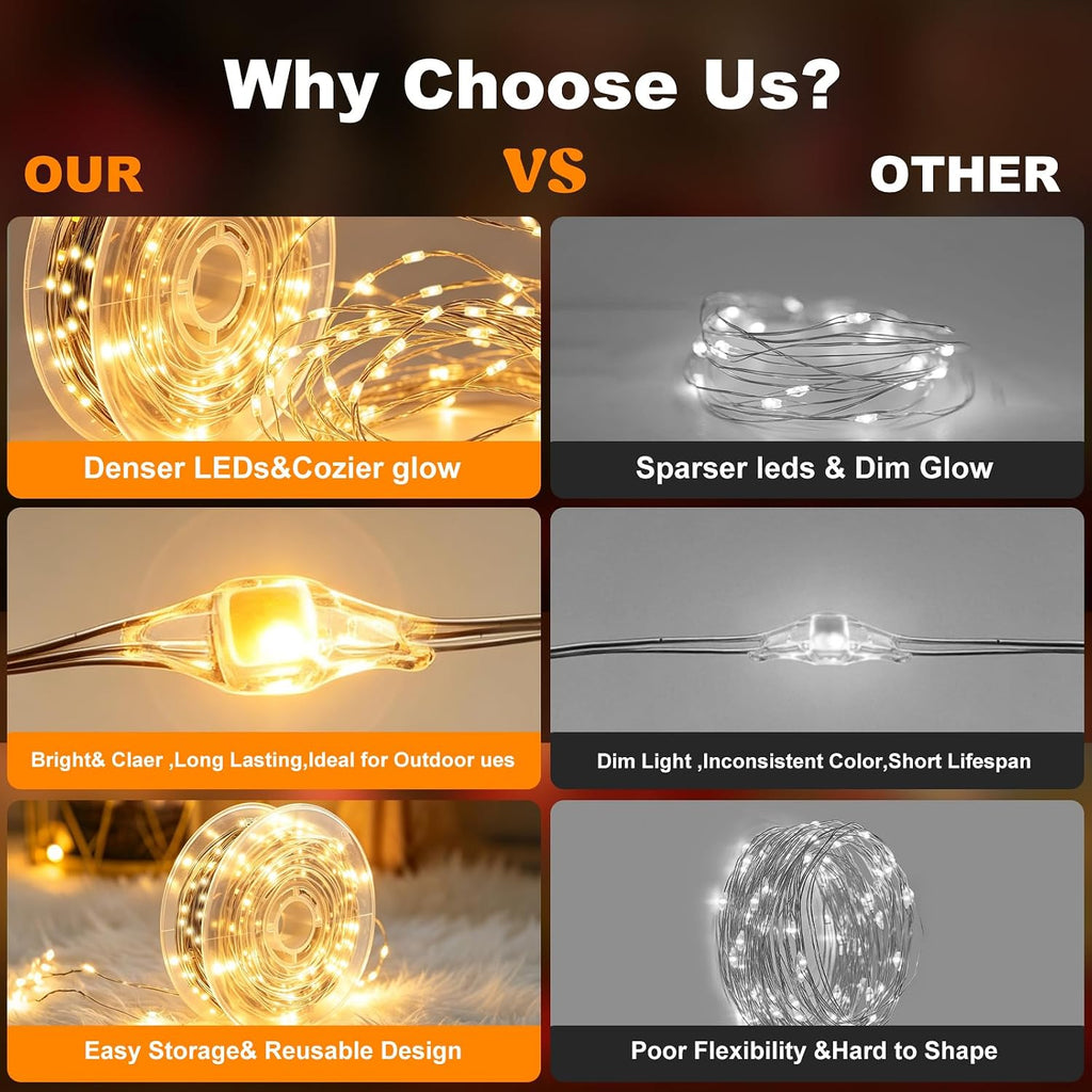 2 Pack 450 LED Fairy Lights Plug in 2 x 88FT Total 176FT Silver Wire Twinkle String Light with Remote Timer Dimmable Waterproof Copper Wire Lights for Bedroom Patio Garden Tree Wedding Christmas Decor
