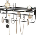JackCubeDesign Gothic Wall Mounted Jewelry Organizer - Hanging Necklace, Earring, Bracelet Holder with Hooks and Shelf - Goth Room Decor, Iron Jewelry Display Storage Rack for Bedroom & Closet-MK238A