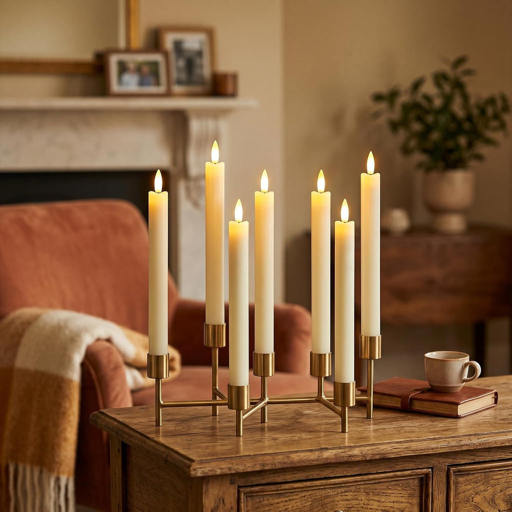 GenSwin Led Flameless Taper Candles Battery Operated Remote Timer Ivory