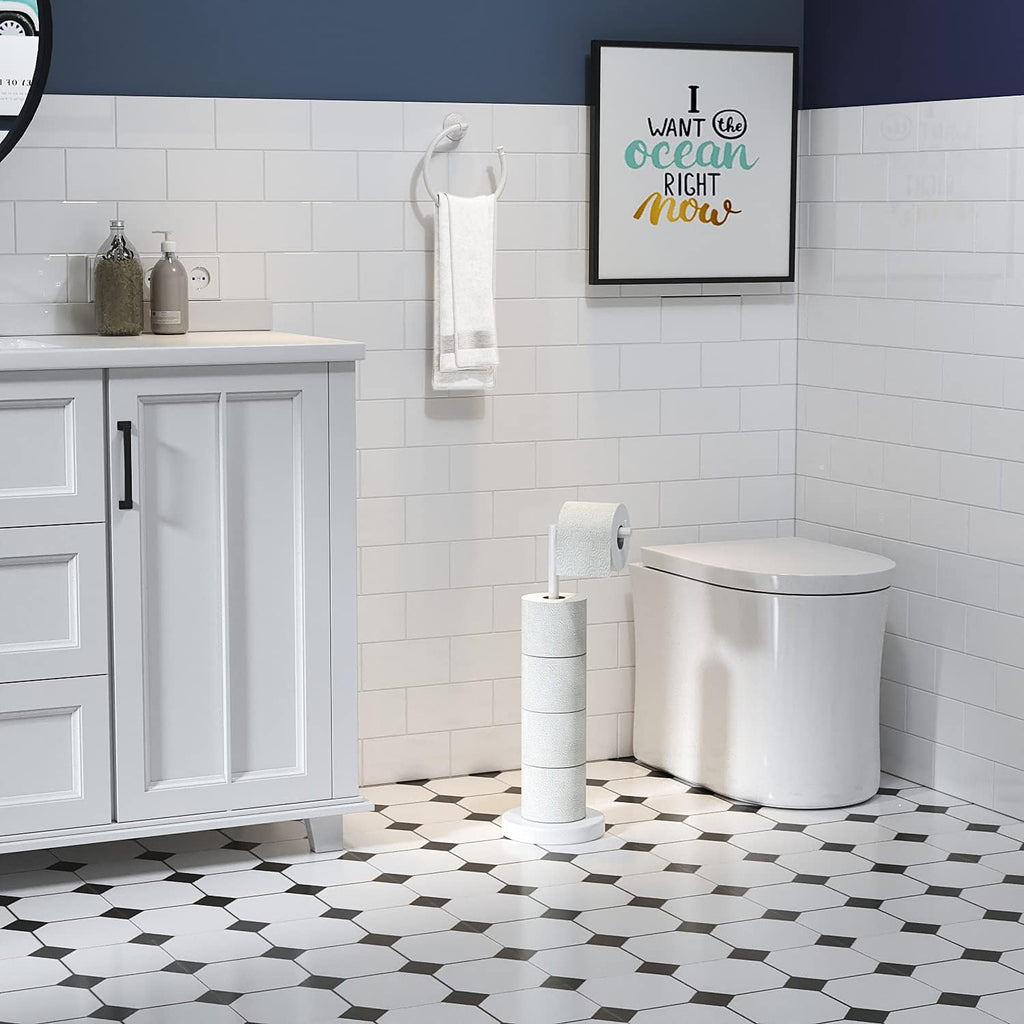 MARMOLUX ACC Free Standing Toilet Paper Holder Stand, White