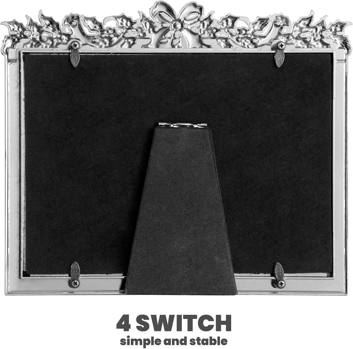 Christmas 5x7 Picture Frame Christmas Metal Display Photo Frames with Rhinestone High Definition Glass Front Gift Ideas Tabletop Home Decorative (Red Grid)