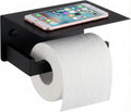 Toilet Paper Holder with Phone Shelf, Matte Black