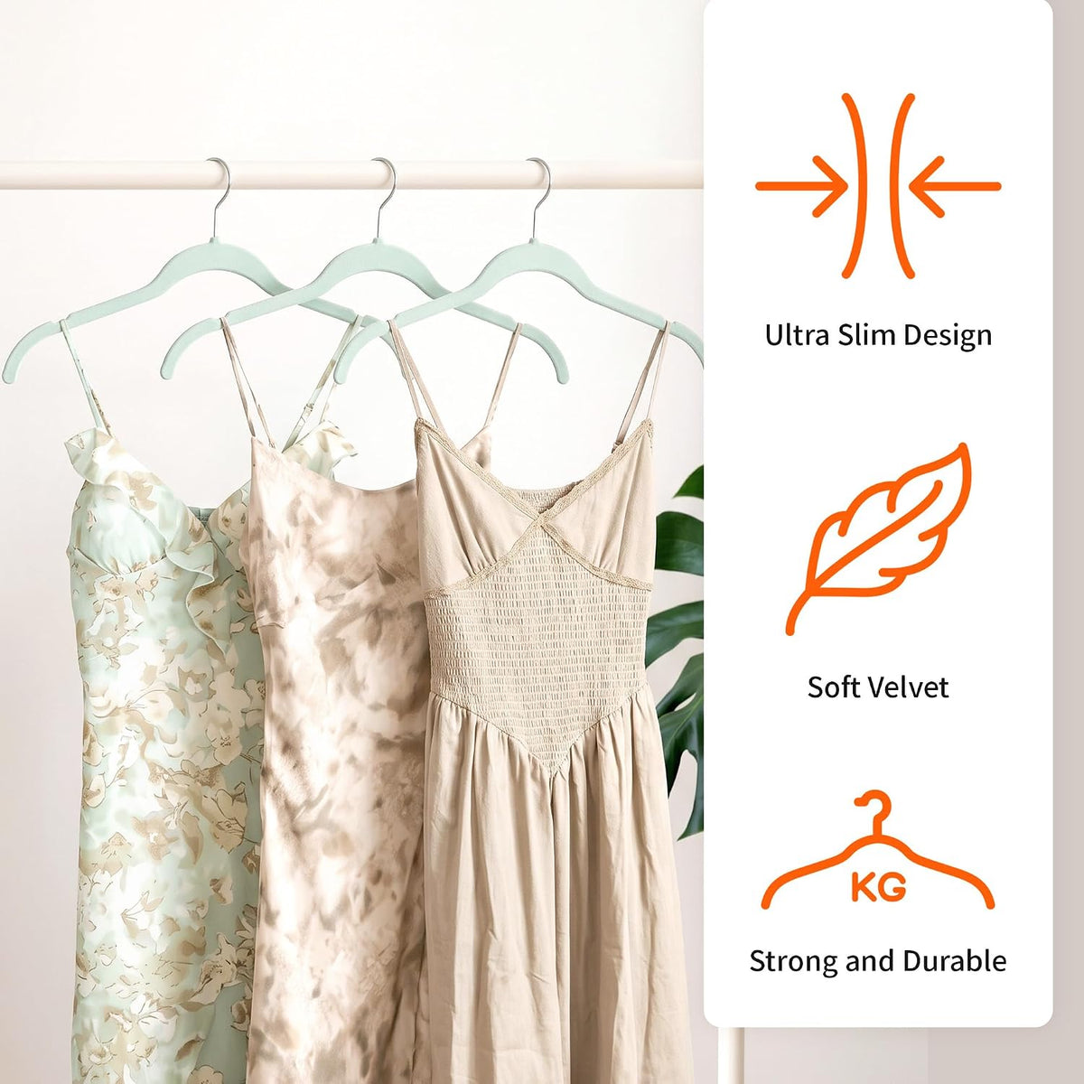 Sishynio Velvet Hangers 30 Pack, Non-Slip Slim Felt Clothes Hangers Green