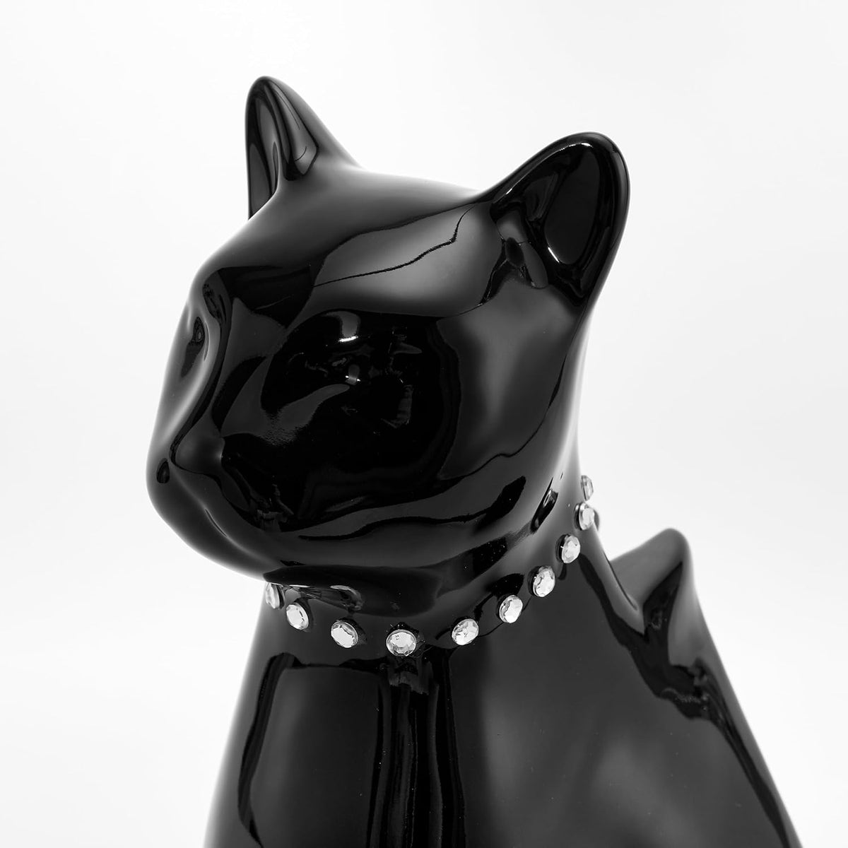 Cat Toilet Brush Holder with 2 Brushes, Ceramic Feline Design Wide-Mouth Storage, Black Toilet Brush Set Freestanding for Bathroom Floor, Easy-Clean Decorative Cat Lover Gift (Black)