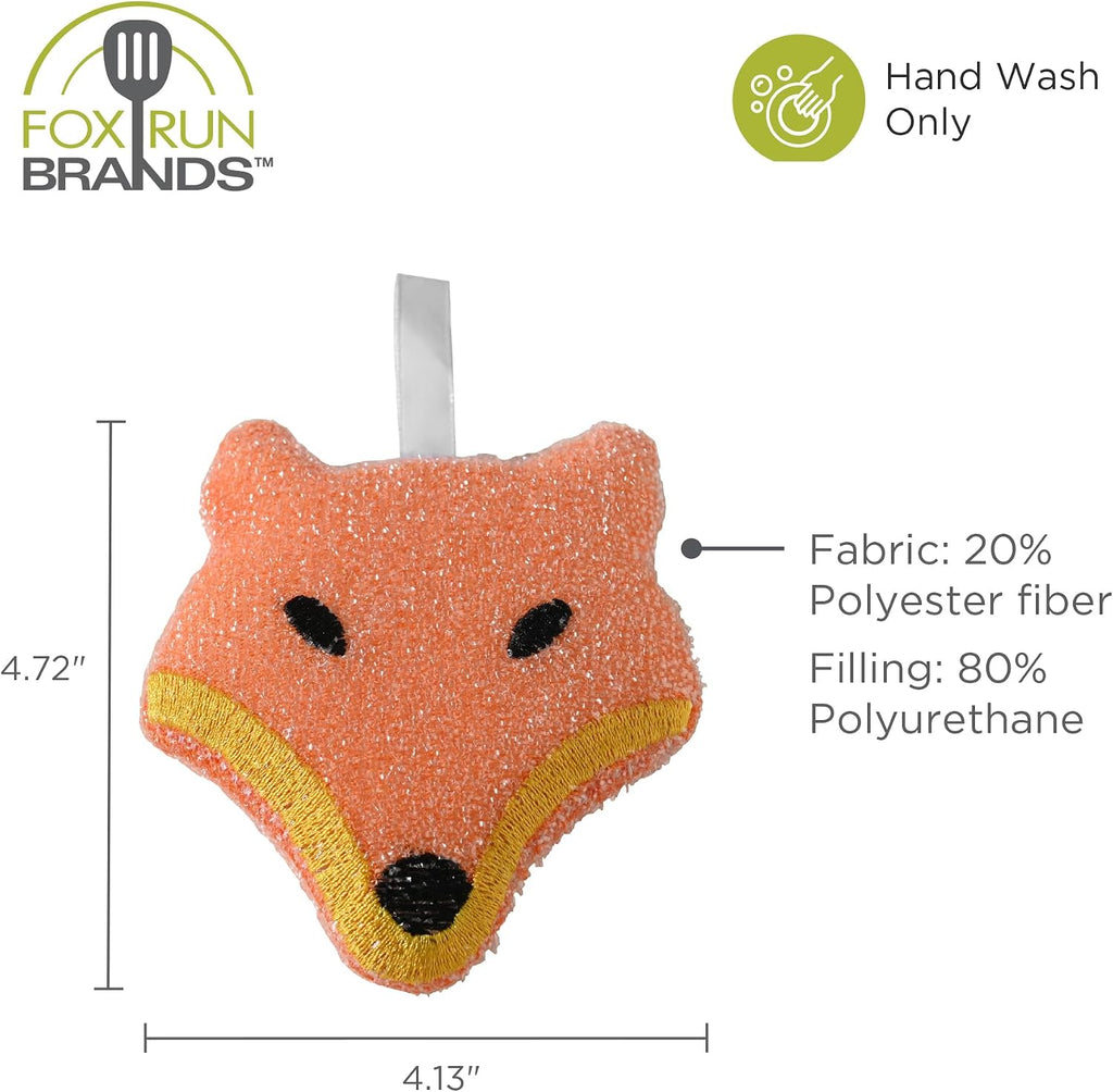 Fox Run Woodland Animal Sponge Set, Non-Abrasive Fox, Owl & Bear Scrubbers
