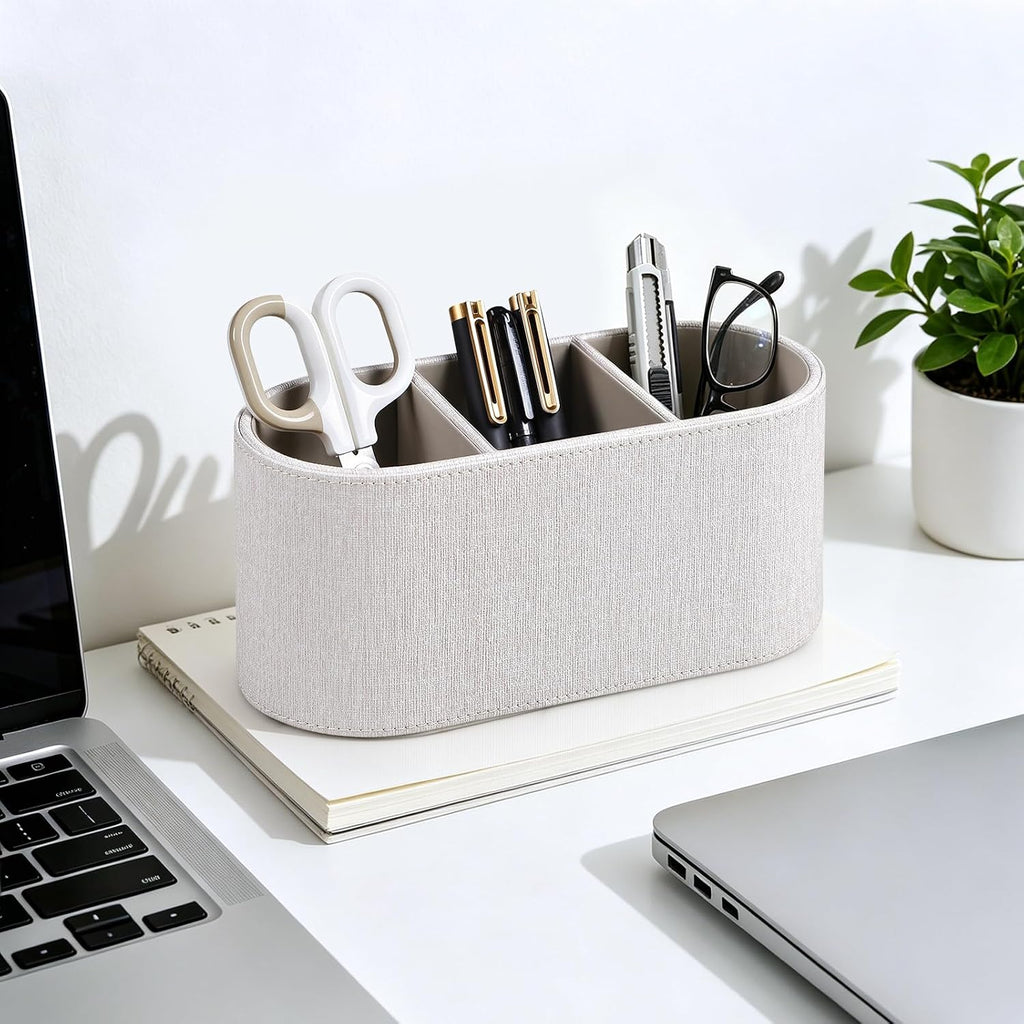 Remote Control Holder Pen Pencil Holder Desk Organizer Caddy(Linen)