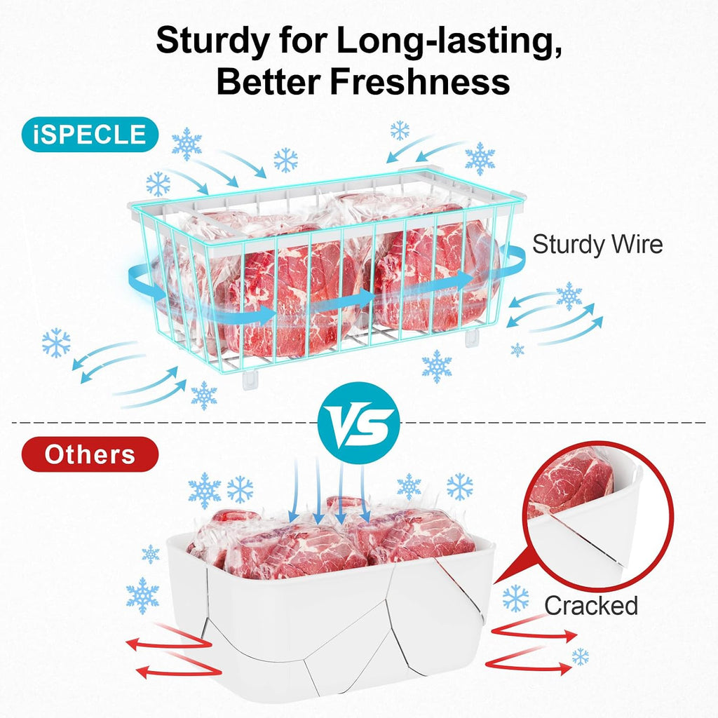 iSPECLE Freezer Organizer - Small Storage Baskets for 7 Cu.Ft, 3 Pack