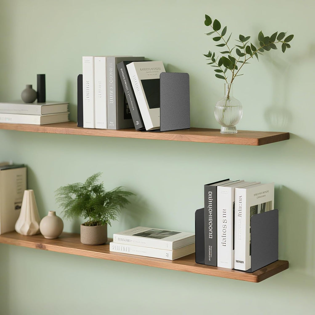 Book Ends, 2 Pieces Metal Bookend for Shelves, Bookends for Heavy Books