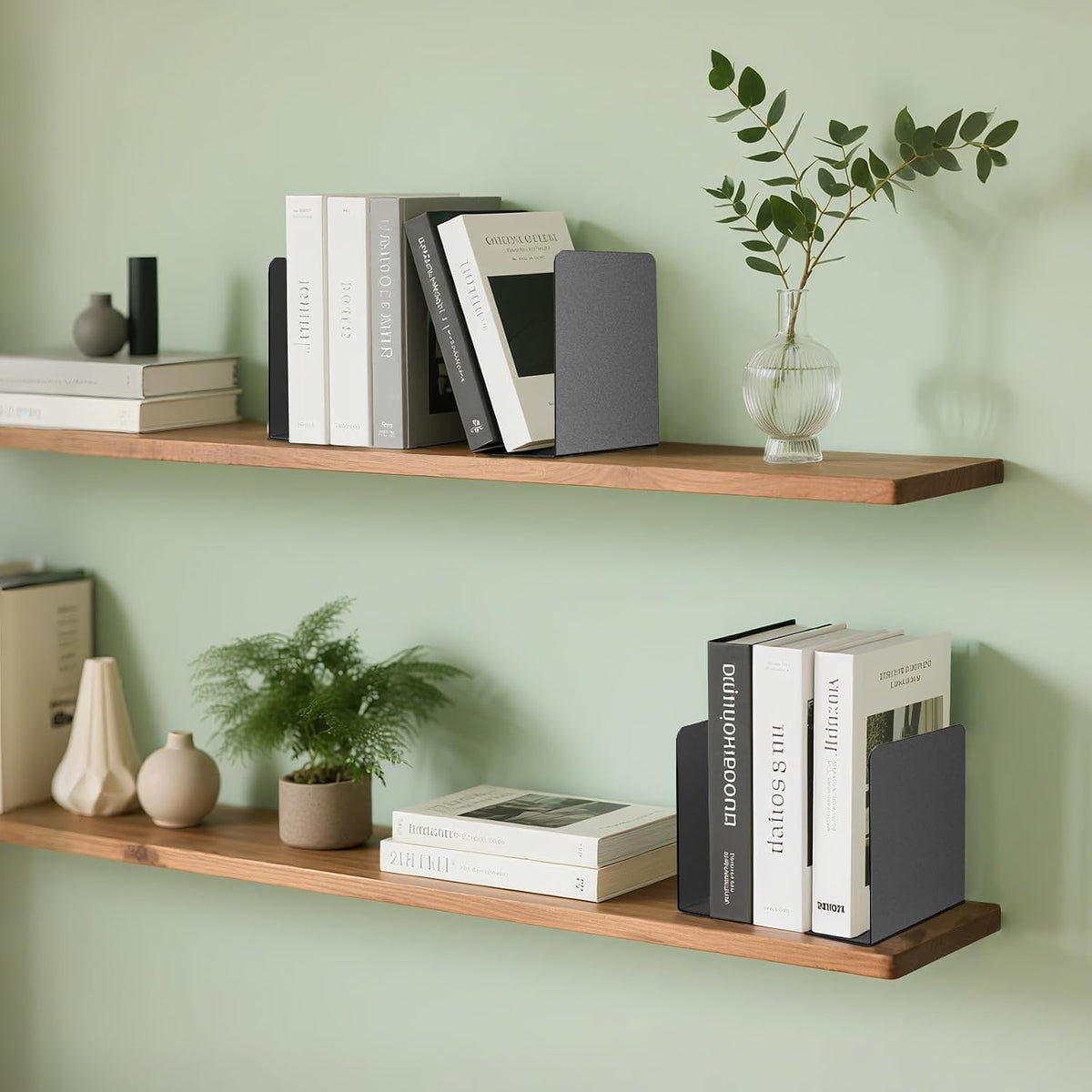 Book Ends, 2 Pieces Metal Bookend for Shelves, Bookends for Heavy Books