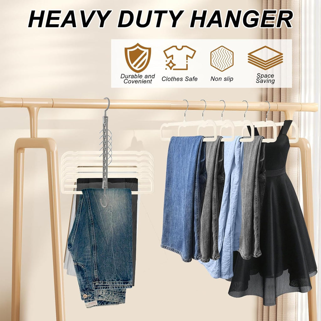 Velvet Pants Hangers Non Slip, 30 Pack Velvet Hangers for Closet with Porous Hooks, Strong Durable Space Saving Slim Clothes Hanger, Ultra Soft Flocked Hanger for Pants/Shirts/Bra/Shorts (Cream)