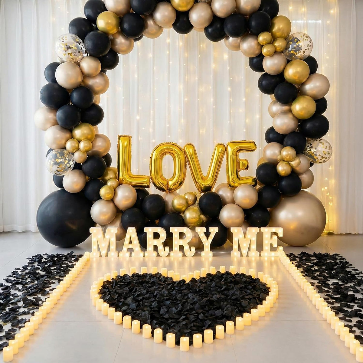Anwyll 3000Pcs Black Rose Petals - Artificial Faux Flowers Fake Rose Petals for Wedding Proposal Engagement Romantic Night Anniversary Valentine's Galentine's Day Decoration Home Room Party Decor