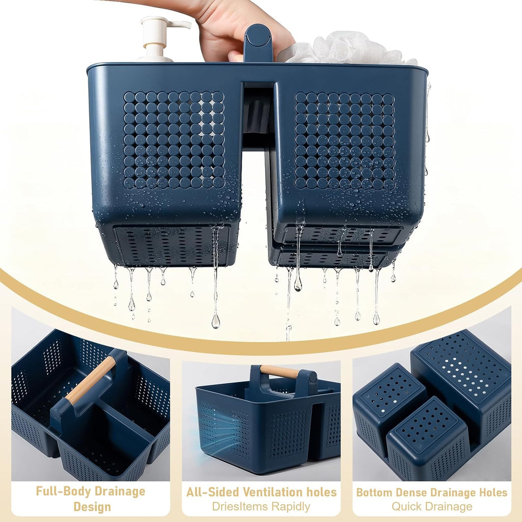 JiatuA Portable Shower Caddy Basket Plastic Caddy Organizer Large Navy Blue